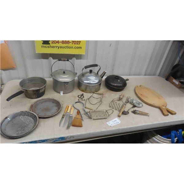 Aluminum Kettle and Pot with Pour Lip , Soap Dish , Cutting Board, Plus 