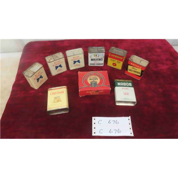 Vintage Spice Tins (Some with Product), New Old Stock Silent Glow Oil Burner Wicks & More 