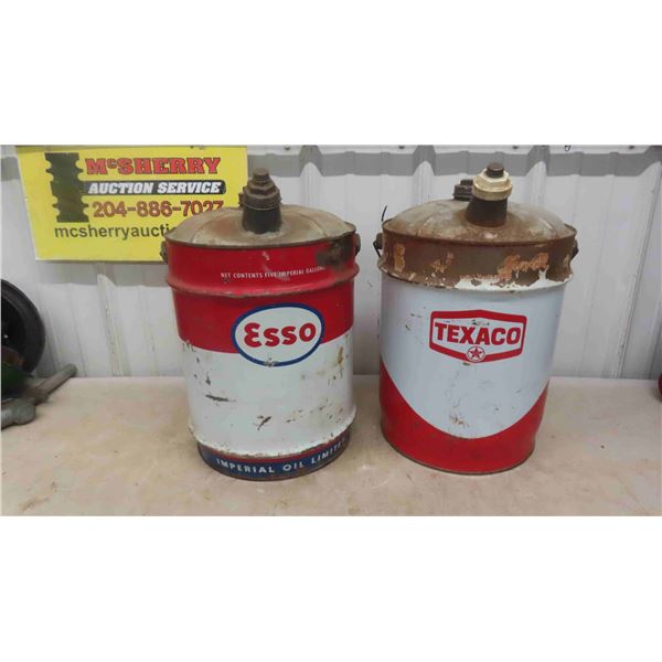 Esso and Texaco 5 Gallon Cans 