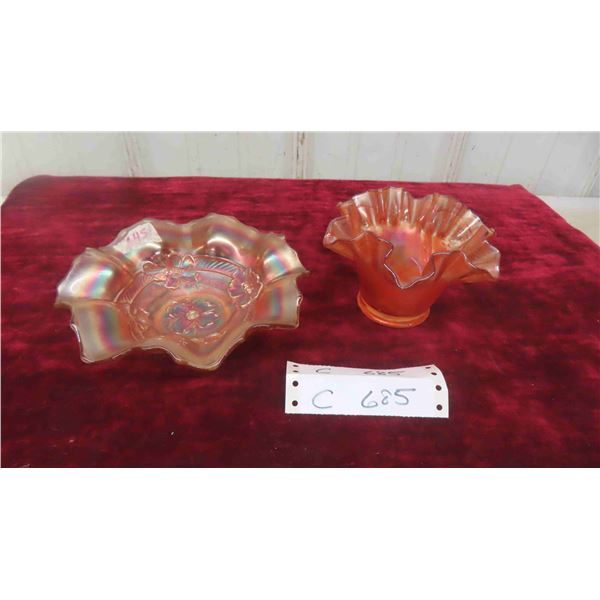 2 Pieces of Carnival Glass 