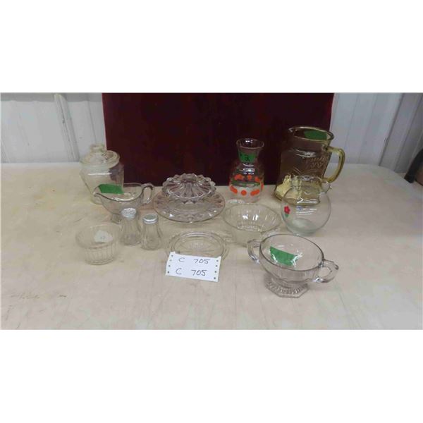 Cut Glass Pitcher, Creamer, Butter Dish & More 