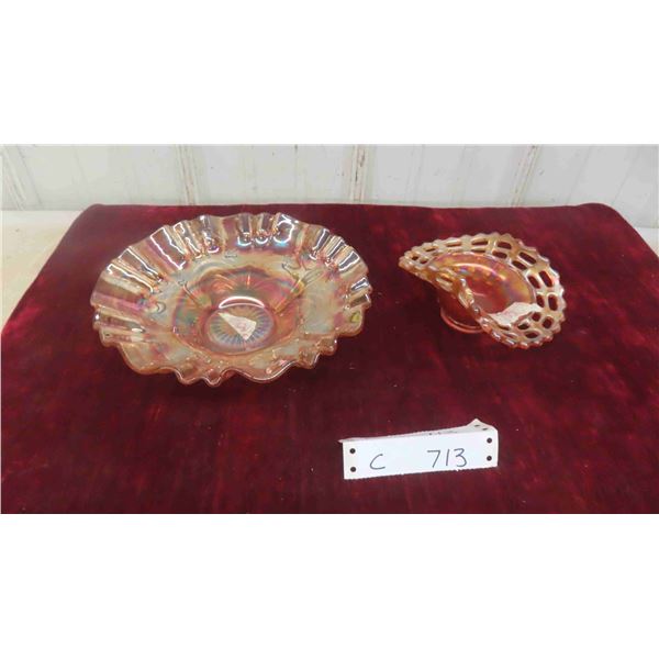 2pcs Carnival Glass 