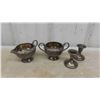 Image 6 : Brass Items: Candle Stick Holders , Decorative Plates , 2 Deer Figurines , Silverplated 