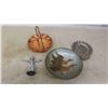 Image 7 : Brass Items: Candle Stick Holders , Decorative Plates , 2 Deer Figurines , Silverplated 