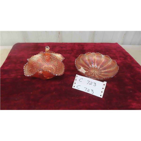 2 Pieces of Carnival Glass 