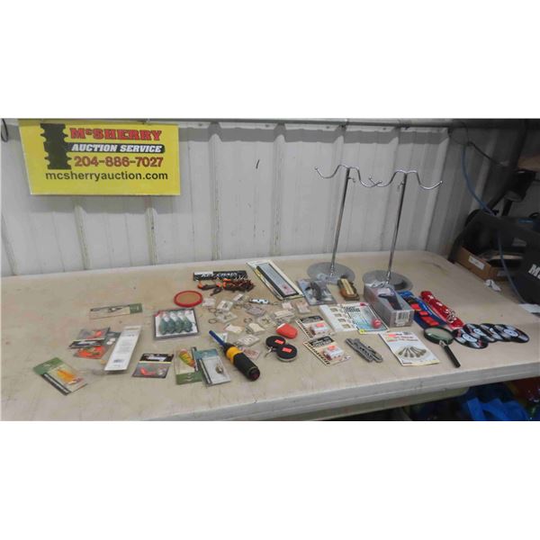 2 Counter Towel Racks , Key Chains , Thermometers , Dog Leash , New Fishing Lures 
