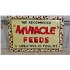 Image 1 : Vintage Porcelain ''Miracle Feeds'' Sign 35'' x 23 1/4'' - Never Hung Up 