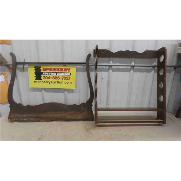 Gun Rack 25'' x 5'' x 27 1/2'' Missing Bottom Drawer , Harp 31'' x 25 1/2'' 