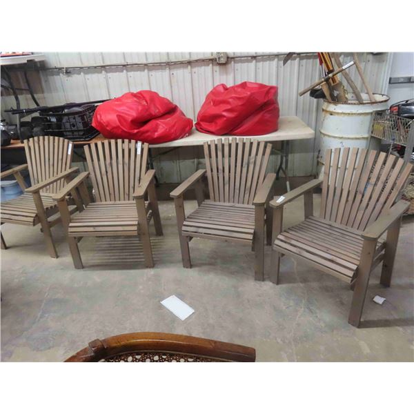 4 Wood Yard Chairs with Folding Leg Table 29'' x 38'' x 86'' 