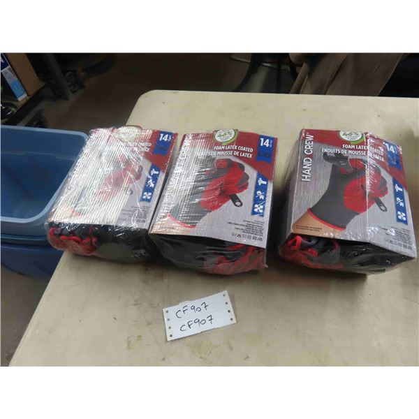 3 Packs of Foam Latex Coated Gloves Size Large 