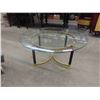 Image 1 : Brass and Glass Coffee Table 16'' Tall x 36'' Across 