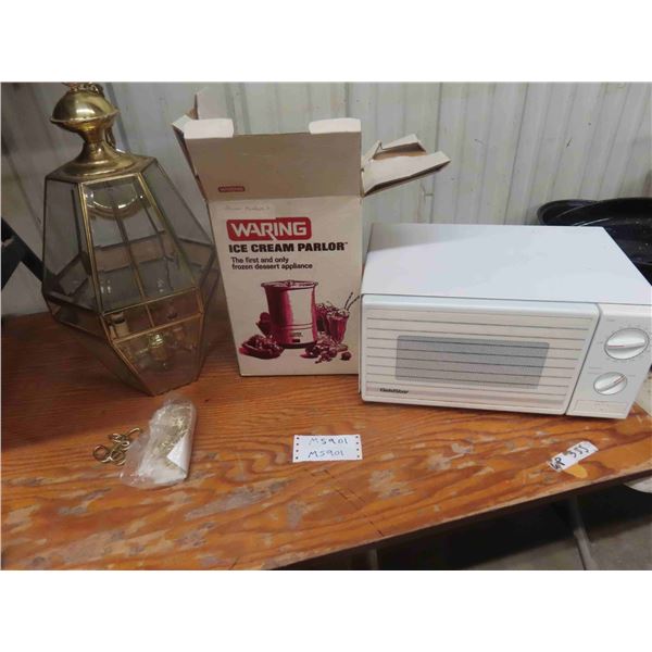 Hanging Light, Ice Cream Machine, Microwave 