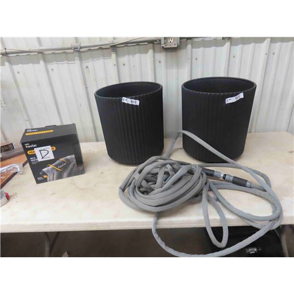 2 Planters 16'' x 14 1/2'' , Plus 60ft New Kevlar Hose