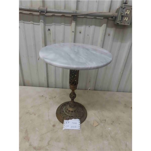 Brass and Marble Stand 18'' High x 15'' Across - Top is Loose But Not Broken 