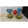 Image 1 : Coloured Art Glass , Candy Dish with Lid , Carnival Glass 