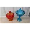 Image 5 : Coloured Art Glass , Candy Dish with Lid , Carnival Glass 