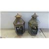 Image 2 : 2 Exterior Brass Lanterns - Masonic Temple 16 1/2'' Tall (Some Glass is Broken, See 