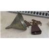 Image 6 : Galvanized Chicken Feeder , Cow Bell , Funnel , Old Bicycle Seat & More 