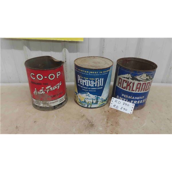(3) 1 Gallon Antifreeze Cans : Co-op, Acklands, Perma-Fill