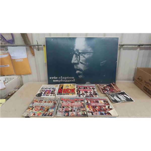 Eric Clapton Unplugged Framed Picture 36'' x 24'' , Rolling Stones Magazines 1980s/90s & More 