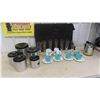 Image 1 : 5pce Vintage Canister Set , 4 Melmac Cups with Saucers, Wine Chilling Bucket, 7 