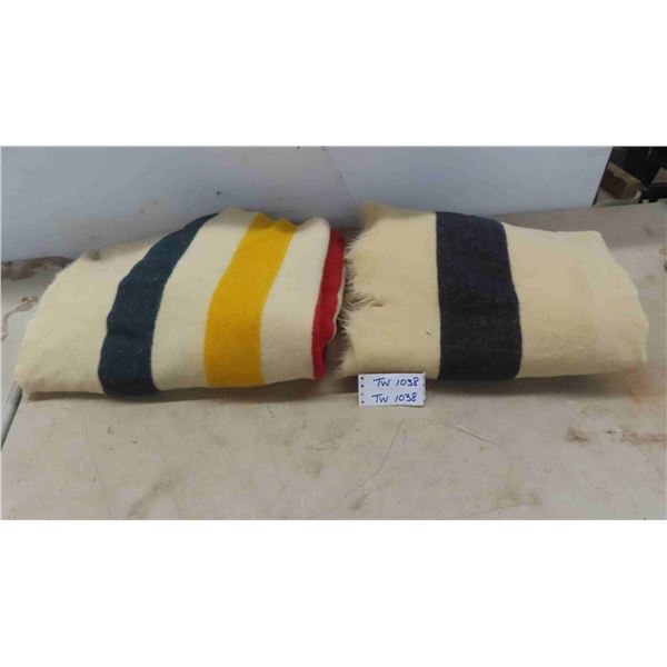 2 Hudson Bay Blankets - 1 Has Tear, See Photos 