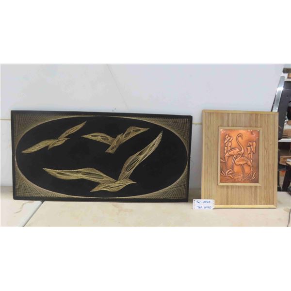 Wall Art: String Art 36'' x 18'' , Framed 3D Copper Picture 16'' x 20'' 