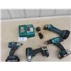 Image 1 : Makita 18V Tools: (2) 1/4'' Impact , Angle Grinder, Drill, Charger,