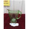 Image 2 : Uranium Glass Pitcher 6 1/4'' Tall Floral Etched Fluorescent Rare Green