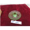 Image 2 : Uranium Glass Footed Candle Holder Fluorescent Green Leaf Design 
