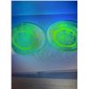 Image 1 : Uranium Glass Set of 4 Plates 8'' Diameter Fluorescent Green Floral Design 