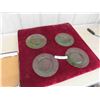 Image 2 : Uranium Glass Set of 4 Plates 8'' Diameter Fluorescent Green Floral Design 
