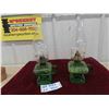 Image 1 : Vintage 2 Green Coal Oil Lanterns 13'' Tall 