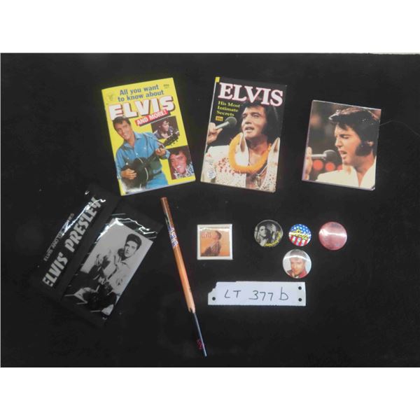 Vintage 80s/90s Mint Condition Elvis Presley Lot : Mini Books, New Pencil, Note Pad, Buttons 