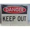Image 2 : 2 Metal Signs Largest 14'' x 10'' , Plastic 'Danger' Sign 