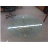 Image 2 : Brass and Glass Coffee Table 17'' H  x 41'' Across & End Table 19 1/2'' x 28'' x 28'' 