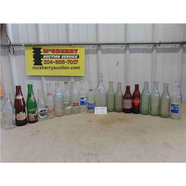 Vintage Bottles : Mountain Dew , Artic , Mission , Ten Hi , Old Colony