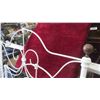 Image 2 : White Iron Headboard and Footboard with Brass Bed Posts