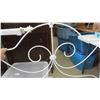 Image 3 : White Iron Headboard and Footboard with Brass Bed Posts