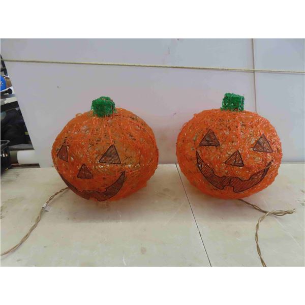 2 Spaghetti Style Light Up Jack-O-Lanterns Approx. 15'' x 15'' 