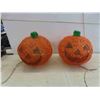 Image 1 : 2 Spaghetti Style Light Up Jack-O-Lanterns Approx. 15'' x 15'' 