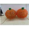 Image 2 : 2 Spaghetti Style Light Up Jack-O-Lanterns Approx. 15'' x 15'' 