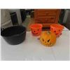 Image 1 : 3 Trick or Treat Candy Pails , Jack O Lantern Blow Mold 8 1/2'' Tall
