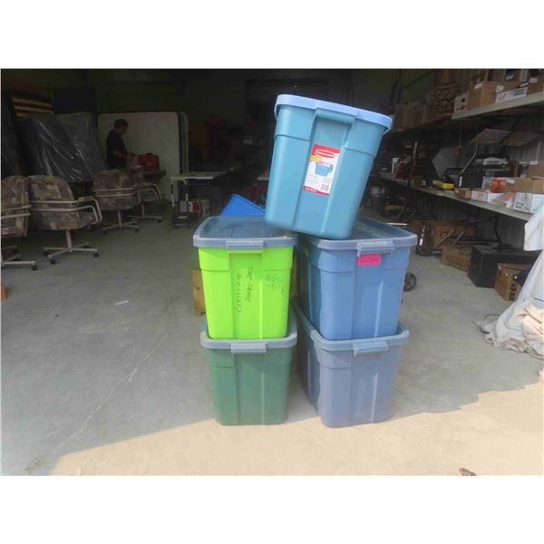 5 Totes with Lids 24'' x 16'' x 16 1/2'' 