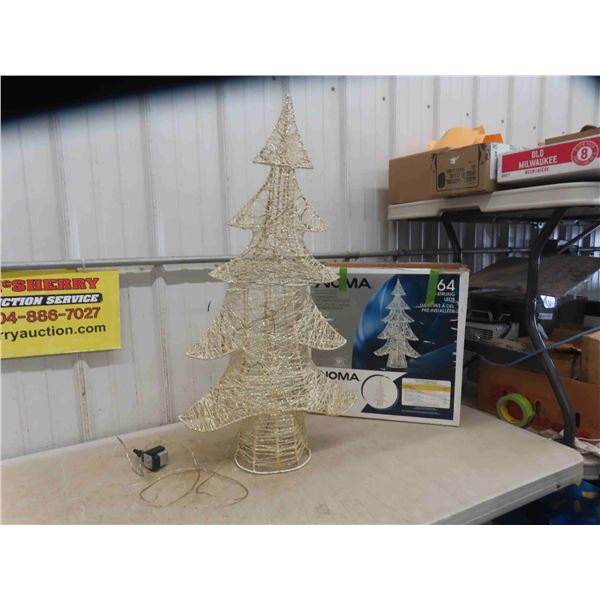 3 Dimensional White Glitter Light Up Christmas Tree 36'' Tall