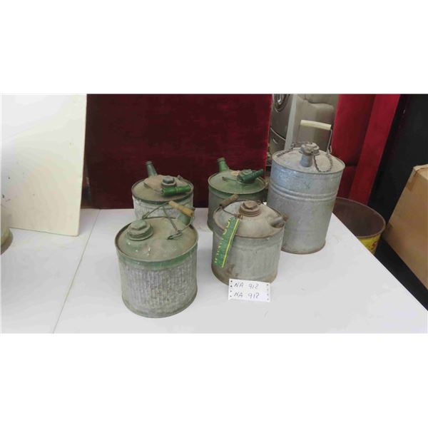 5 Galvanized Gas Containers 