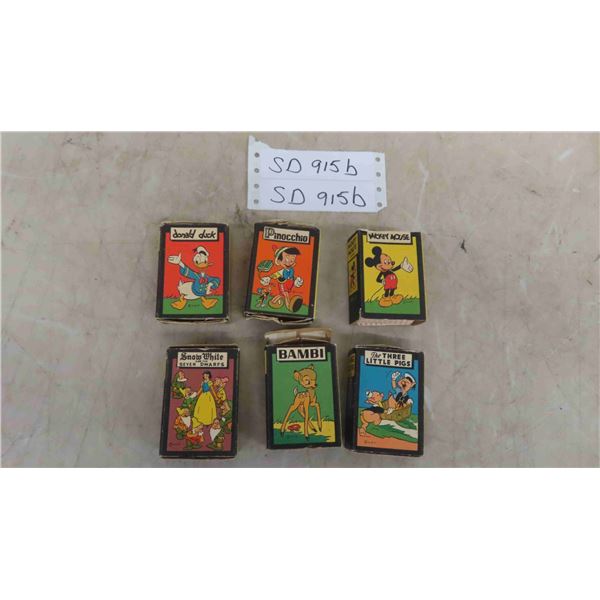 6 Vintage 1940s Walt Disney Mini Card Games in Boxes (Canadian)