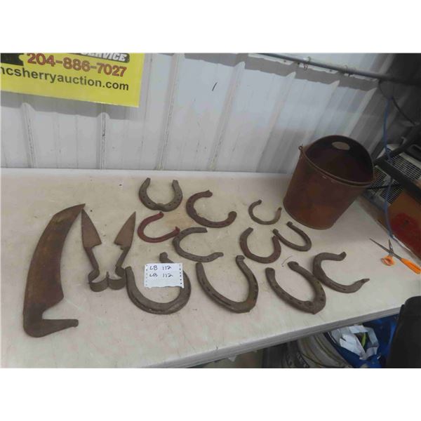 Horse Shoes , Sheep Shears , Sythe Blade , Pail 