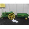 Image 1 : Antique Tin Metal Tractor and Trailer 20'' x 6'' x 6'' (Restored)