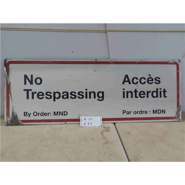 Metal 'No Trespassing' Sign 35'' x 12 1/2'' 